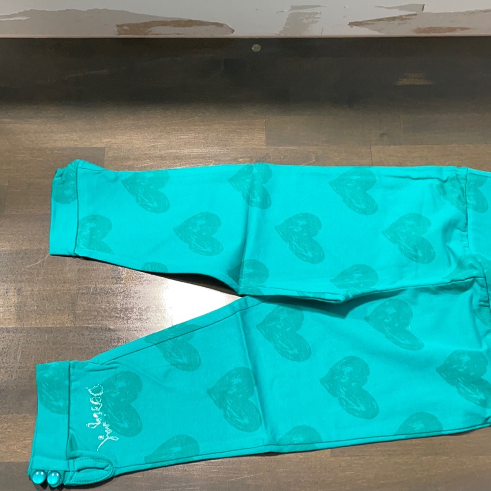 NWT Desigual Girls Sizes Small & XL Green Hearts Leggings